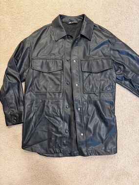 ZARA Black Leather Overshirt / Jacket